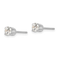 14k White Gold 4mm CZ stud earrings-XD7WCZ