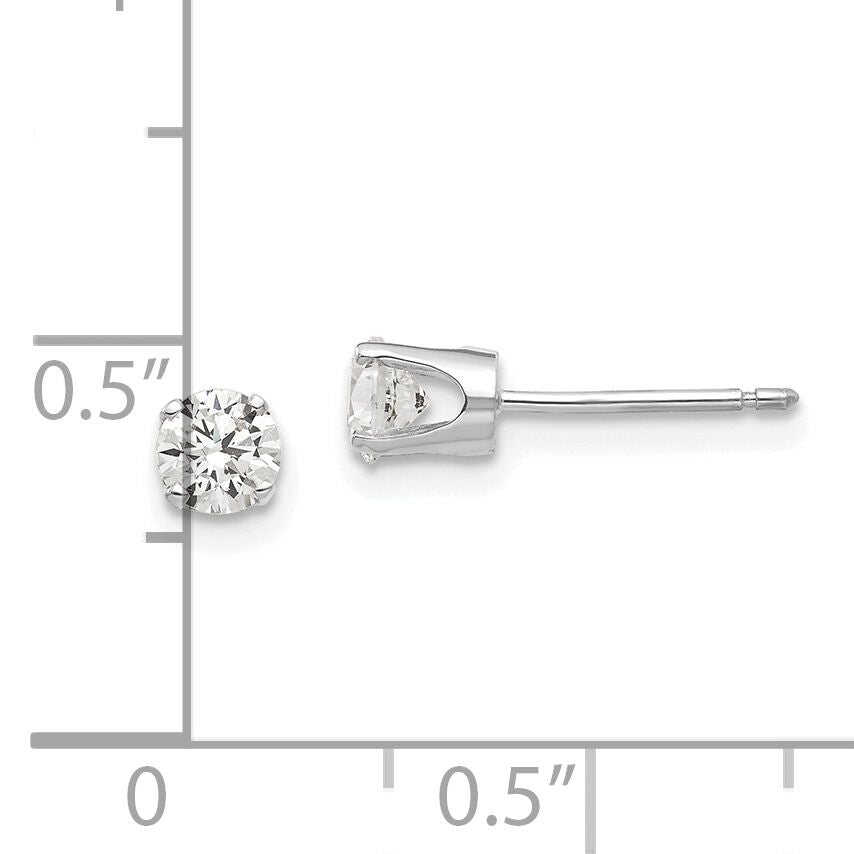 14k White Gold 4mm CZ stud earrings-XD7WCZ