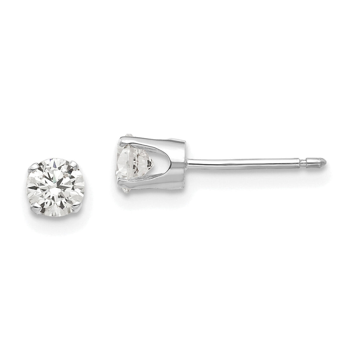 14k White Gold 4mm CZ stud earrings-XD7WCZ