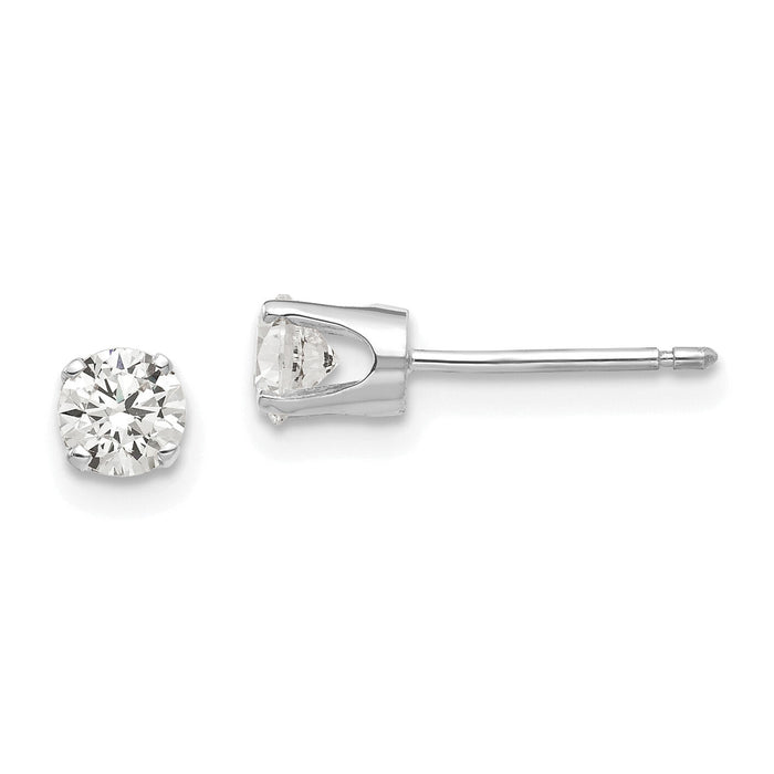 14k White Gold 4mm CZ stud earrings-XD7WCZ