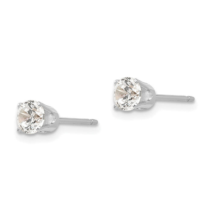 14k White Gold 4.25mm CZ stud earrings-XD8WCZ