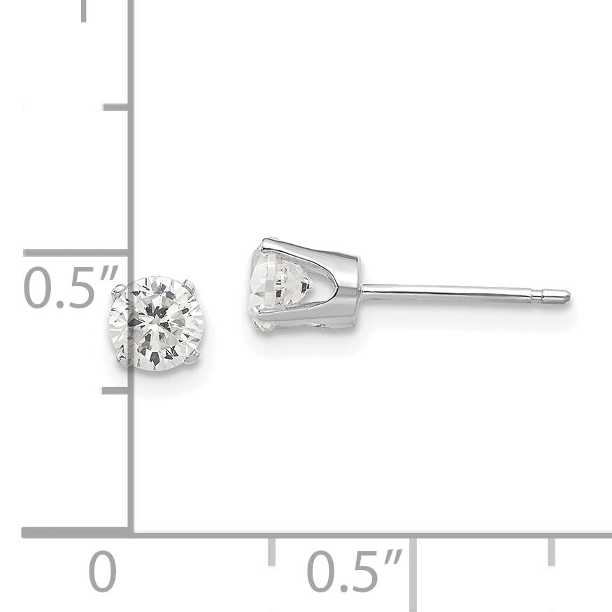 14k White Gold 4.25mm CZ stud earrings-XD8WCZ