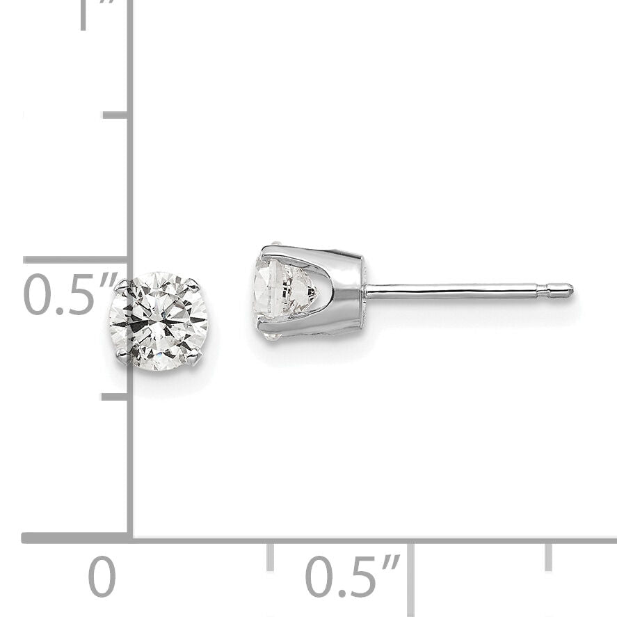 14k White Gold 4.5mm CZ stud earrings-XD9WCZ