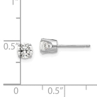 14k White Gold 4.5mm CZ stud earrings-XD9WCZ
