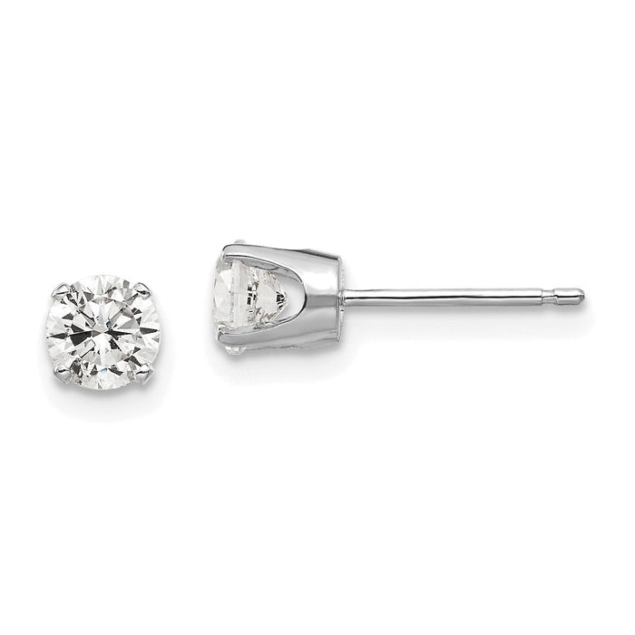14k White Gold 4.5mm CZ stud earrings-XD9WCZ