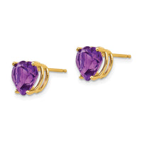 14k 8mm Heart Amethyst earring-XE100AM