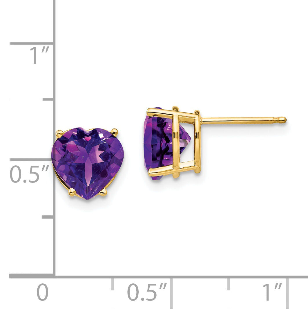 14k 8mm Heart Amethyst earring-XE100AM