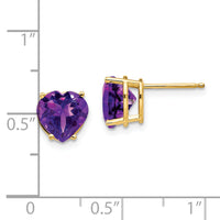 14k 8mm Heart Amethyst earring-XE100AM