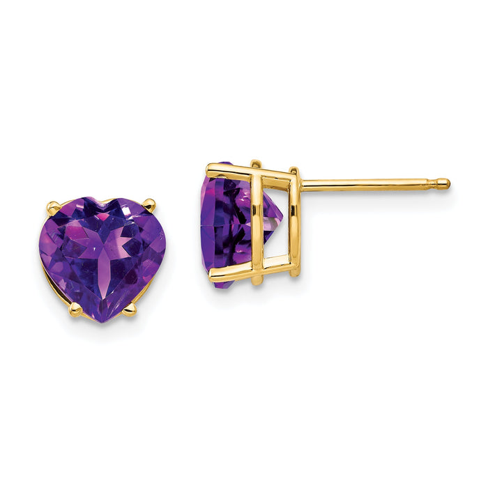 14k 8mm Heart Amethyst earring-XE100AM