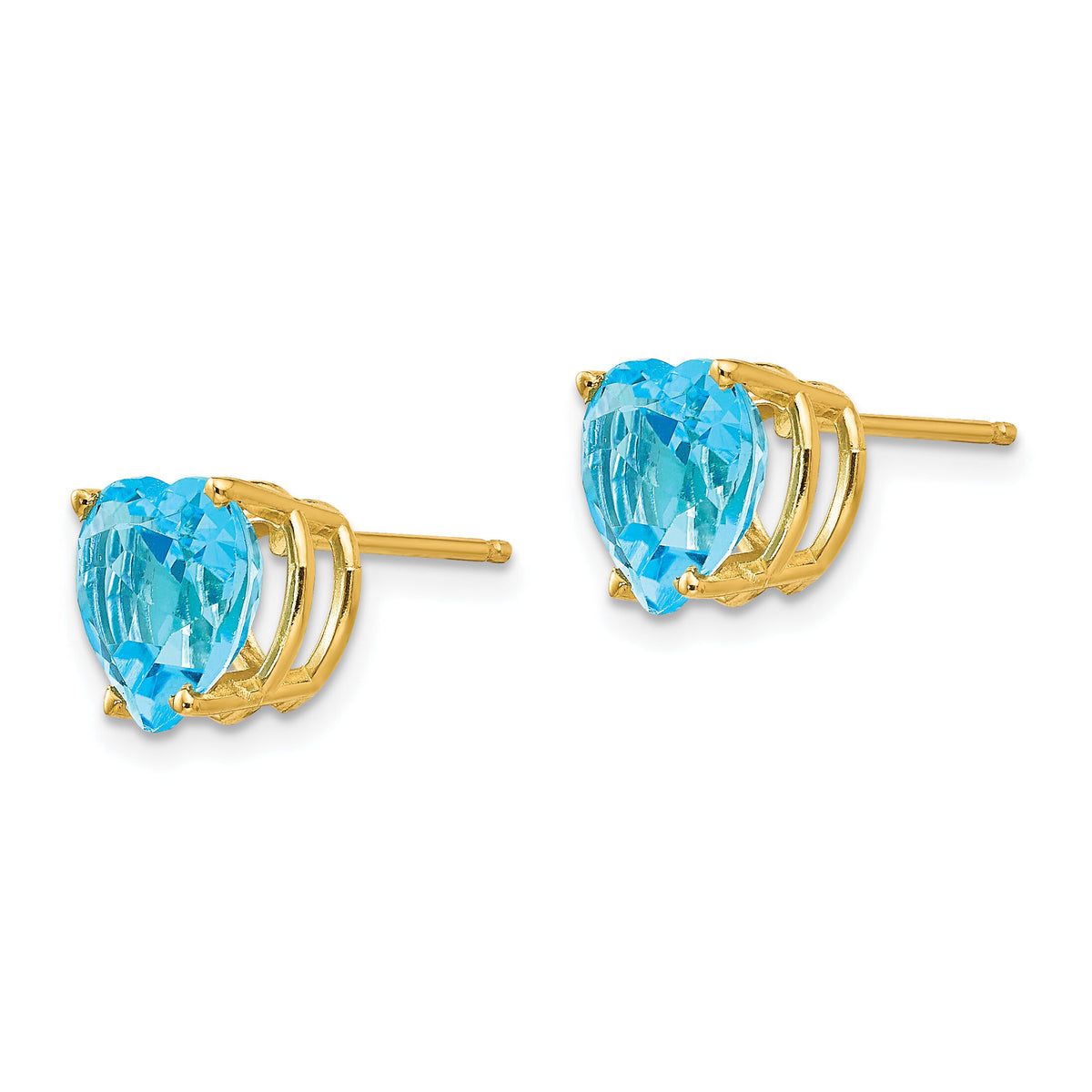 14k 8mm Heart Blue Topaz earring-XE100BT