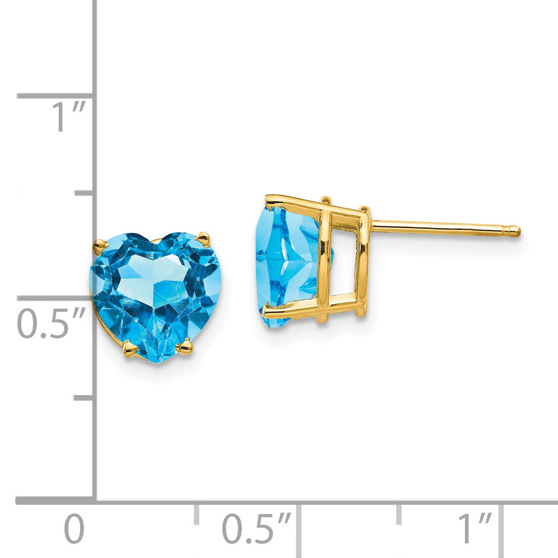 14k 8mm Heart Blue Topaz earring-XE100BT