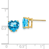 14k 8mm Heart Blue Topaz earring-XE100BT