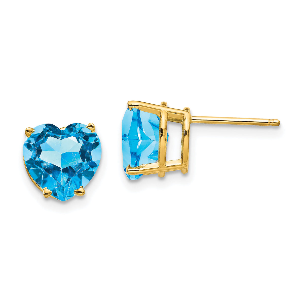 14k 8mm Heart Blue Topaz earring-XE100BT
