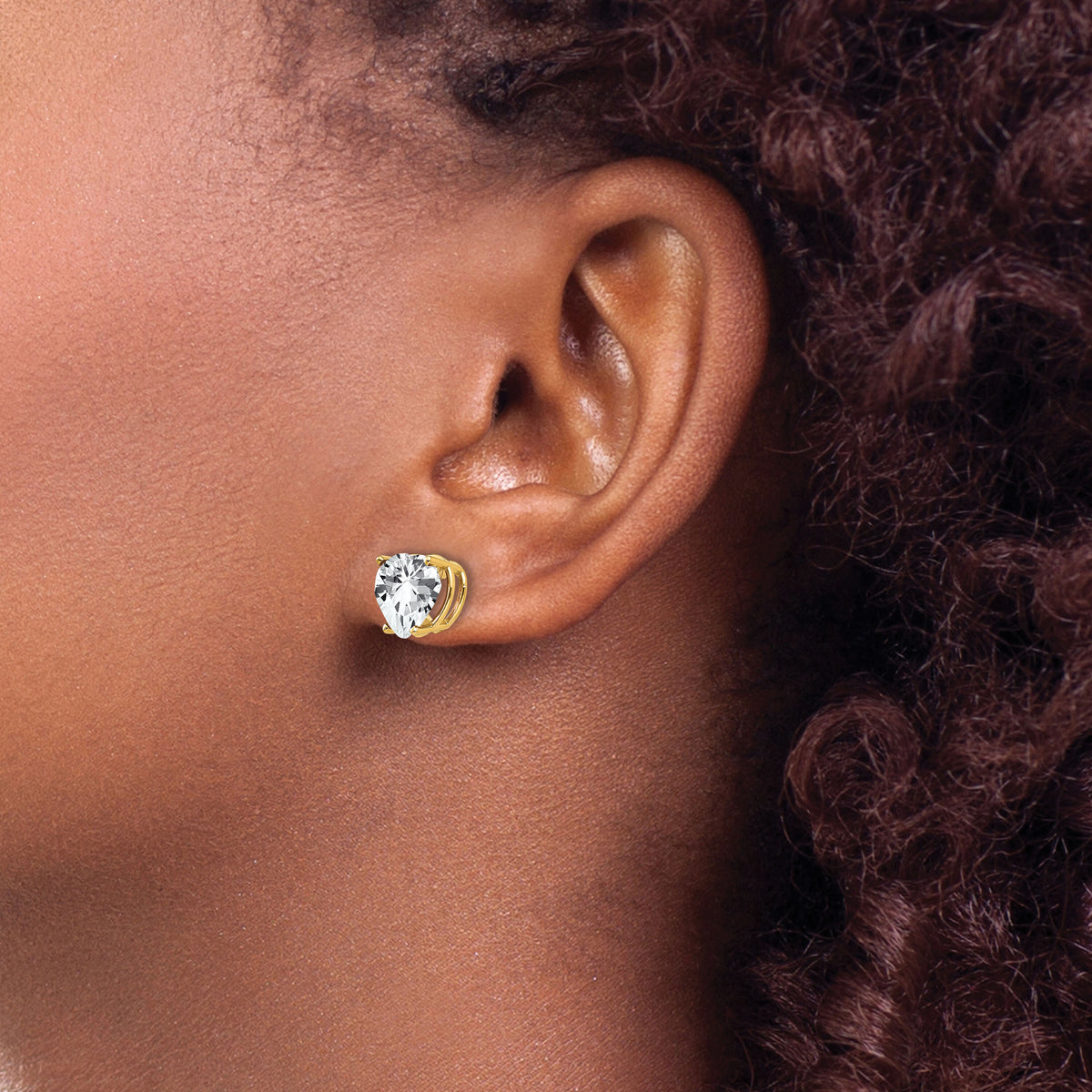14k 8mm Heart Cubic Zirconia earring-XE100CZ