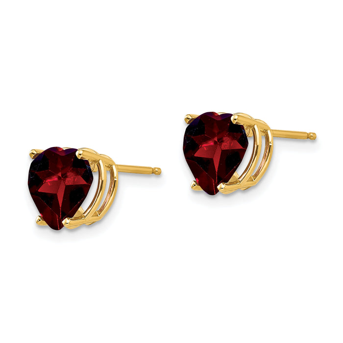 14k 8mm Heart Garnet earring-XE100GA