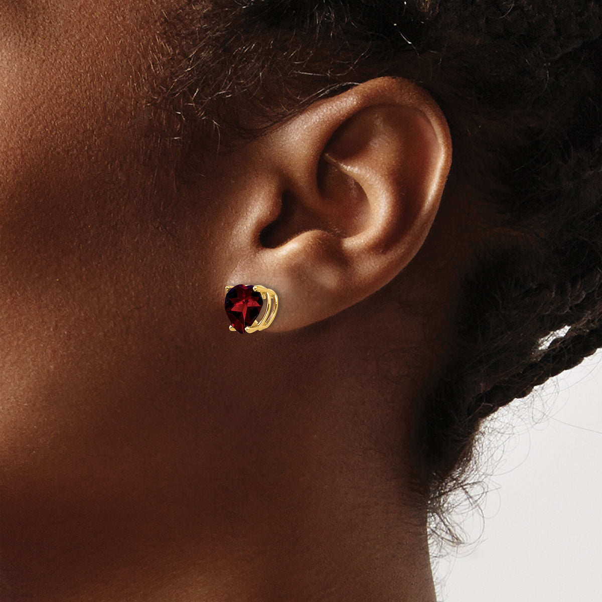 14k 8mm Heart Garnet earring-XE100GA