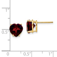 14k 8mm Heart Garnet earring-XE100GA