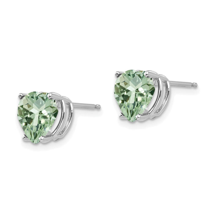 14kw 8mm Heart Green Quartz Earring-XE100WAG