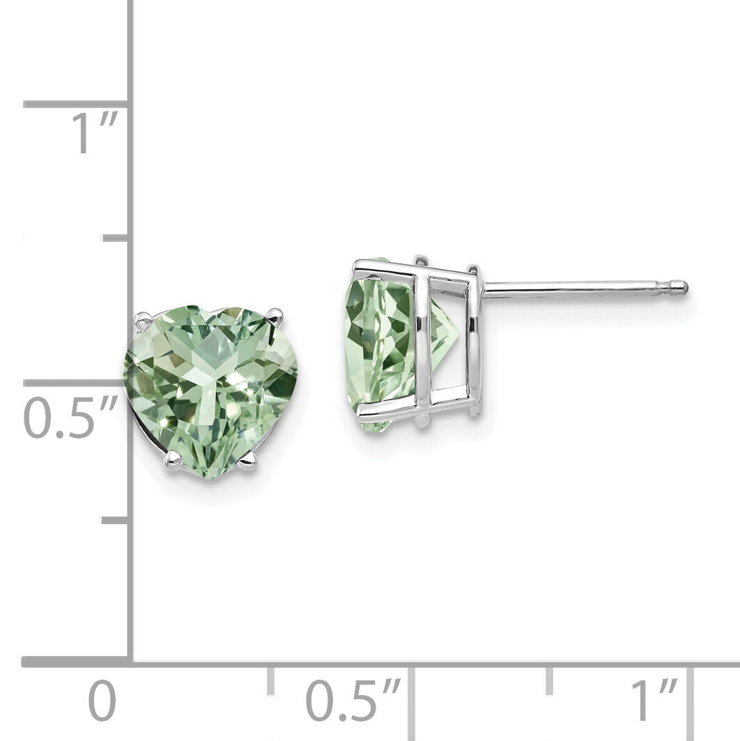 14kw 8mm Heart Green Quartz Earring-XE100WAG