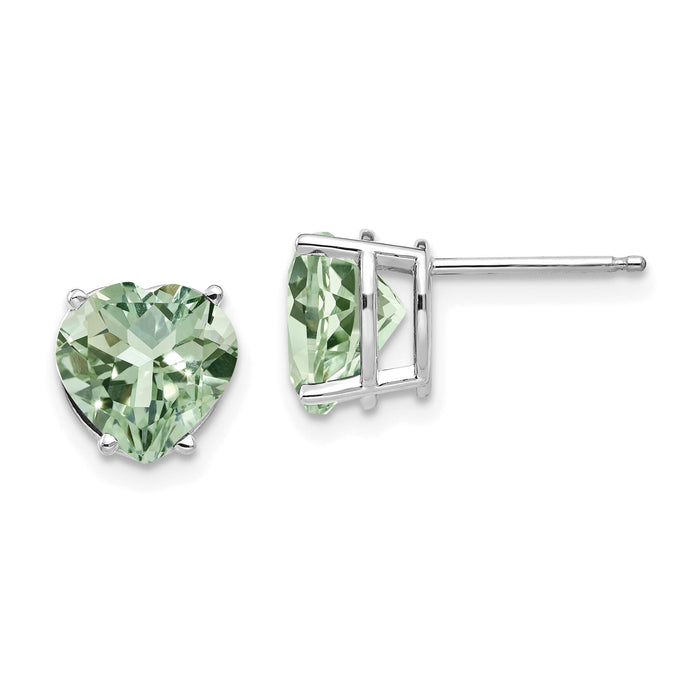 14kw 8mm Heart Green Quartz Earring-XE100WAG