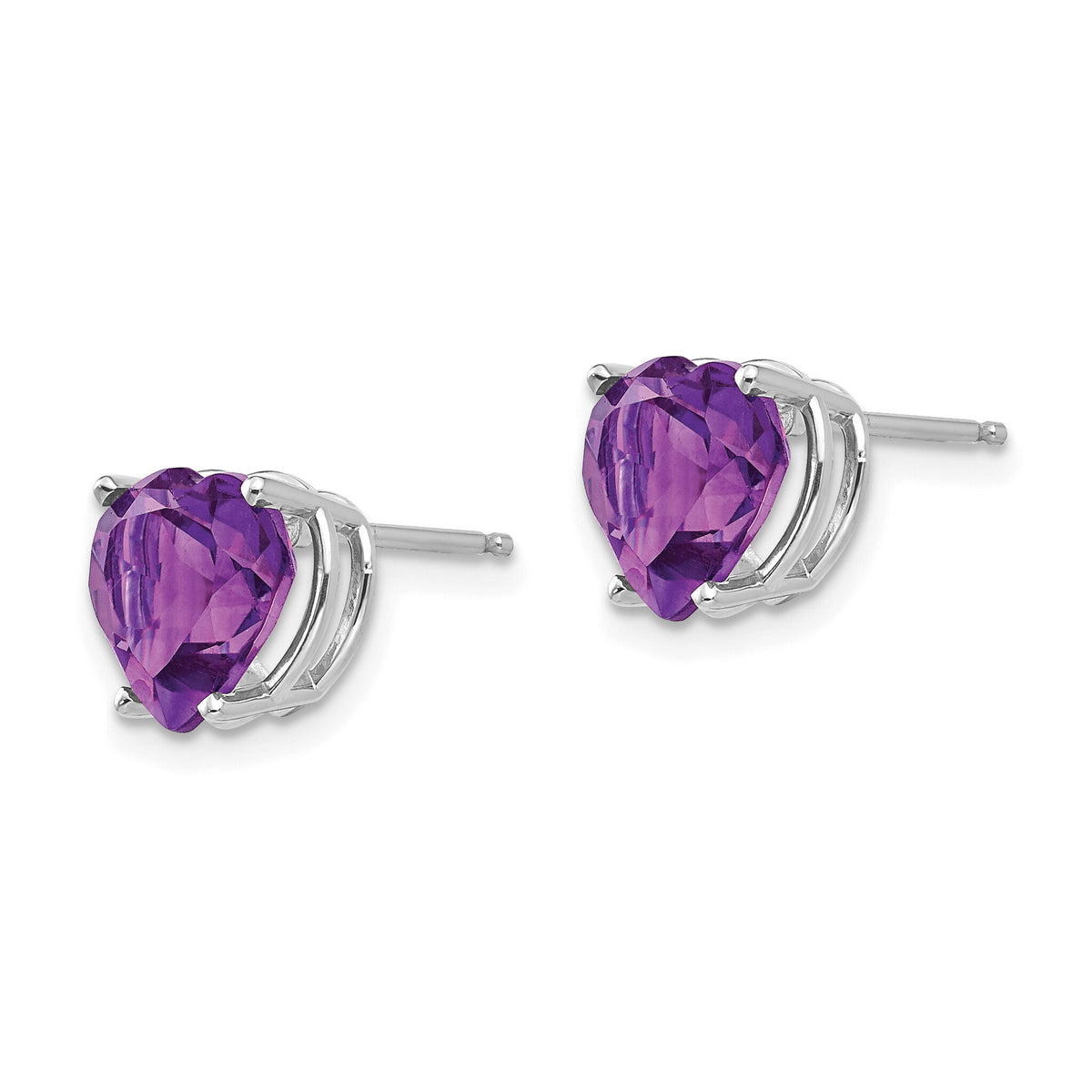14k White Gold 8mm Heart Amethyst earring-XE100WAM