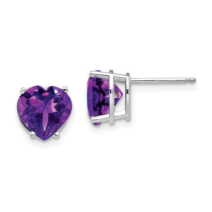 14k White Gold 8mm Heart Amethyst earring-XE100WAM