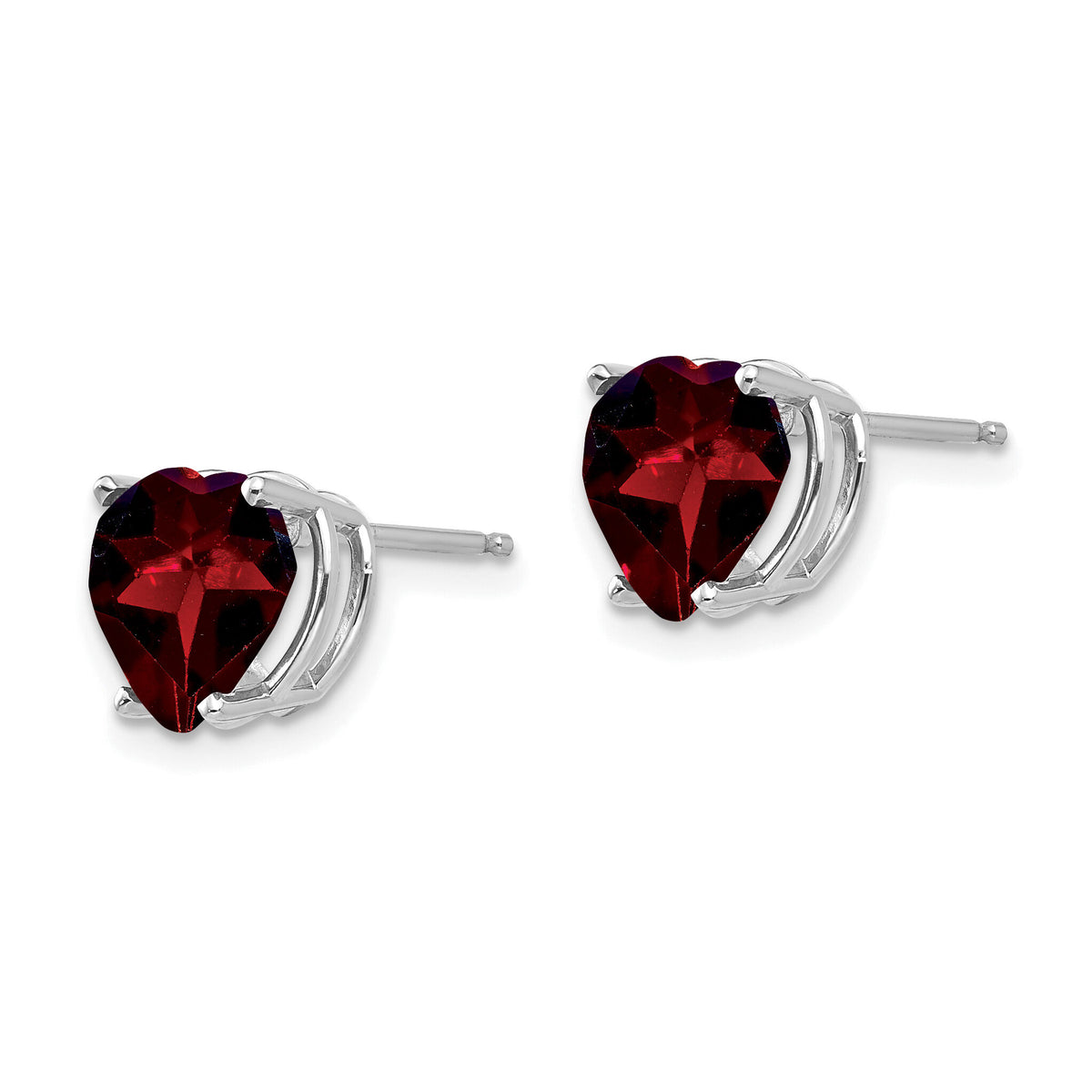 14k White Gold 8mm Heart Garnet earring-XE100WGA