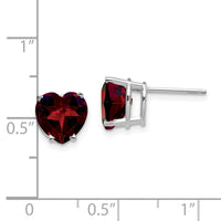 14k White Gold 8mm Heart Garnet earring-XE100WGA