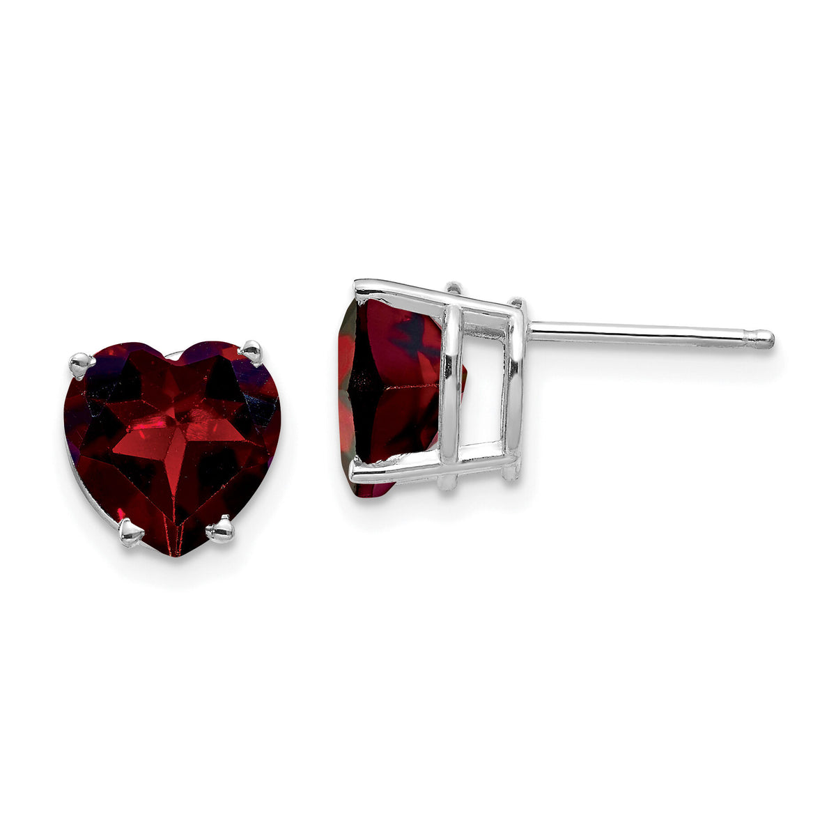 14k White Gold 8mm Heart Garnet earring-XE100WGA