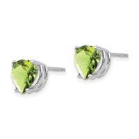 14k White Gold 8mm Heart Peridot earring-XE100WPE