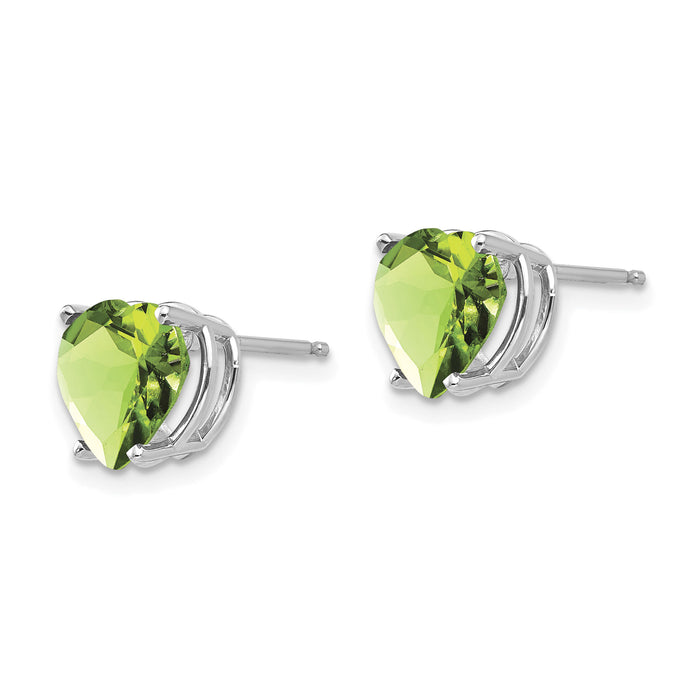 14k White Gold 8mm Heart Peridot earring-XE100WPE