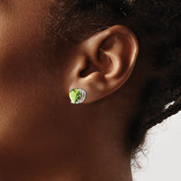 14k White Gold 8mm Heart Peridot earring-XE100WPE