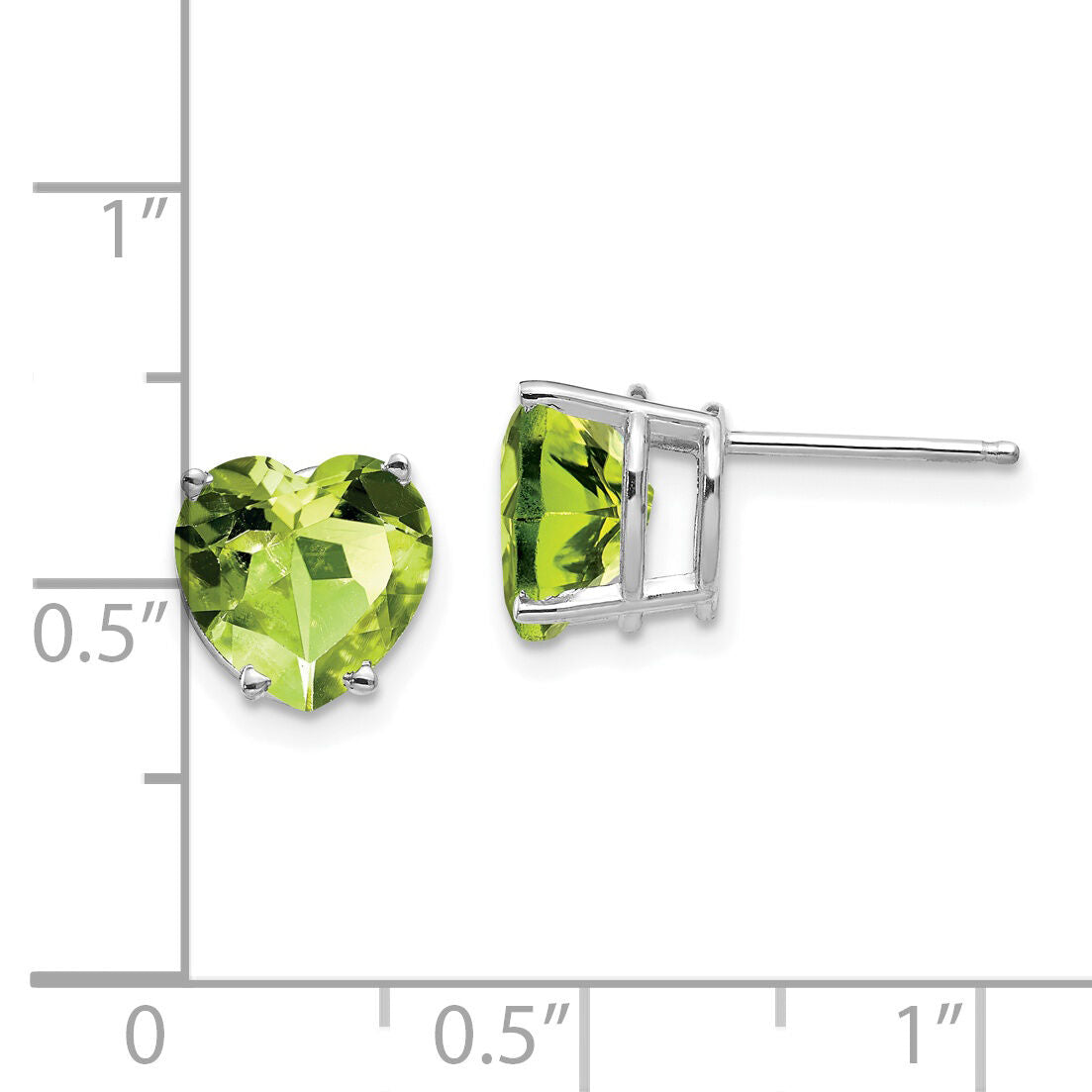 14k White Gold 8mm Heart Peridot earring-XE100WPE