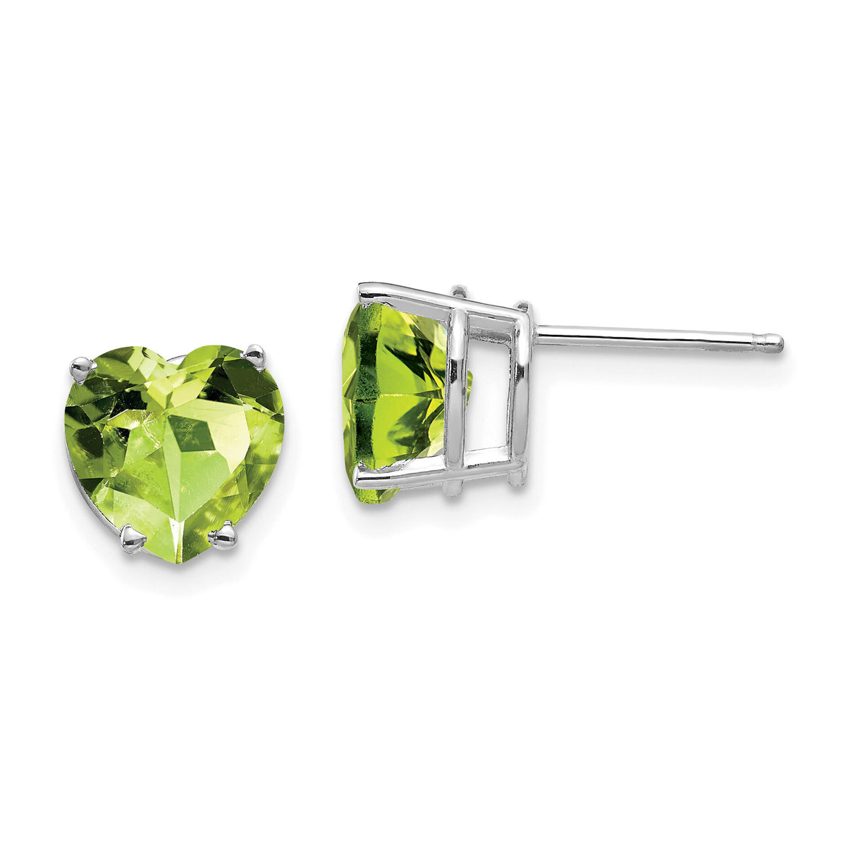 14k White Gold 8mm Heart Peridot earring-XE100WPE