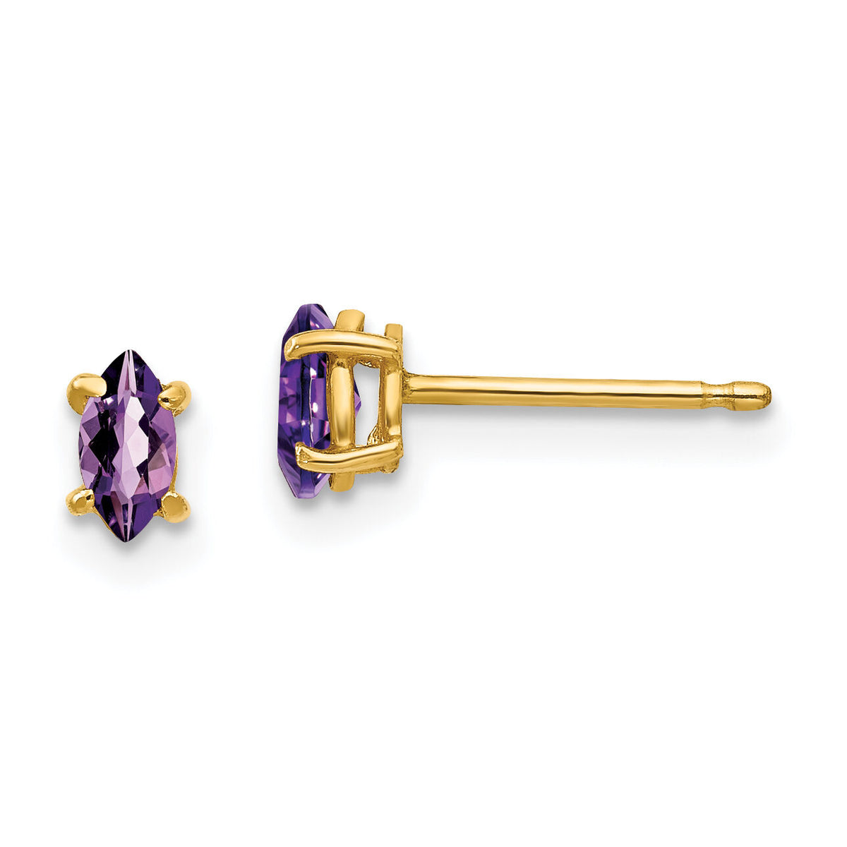 14k 5x2.5mm Marquise Amethyst earring-XE101AM