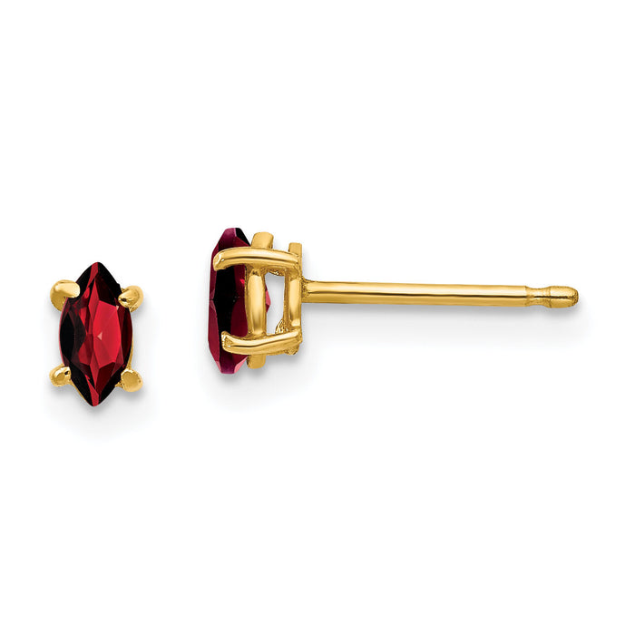 14k 5x2.5mm Marquise Garnet earring-XE101GA