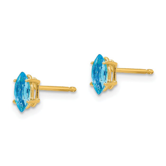 14k 6x3mm Marquise Blue Topaz earring-XE102BT