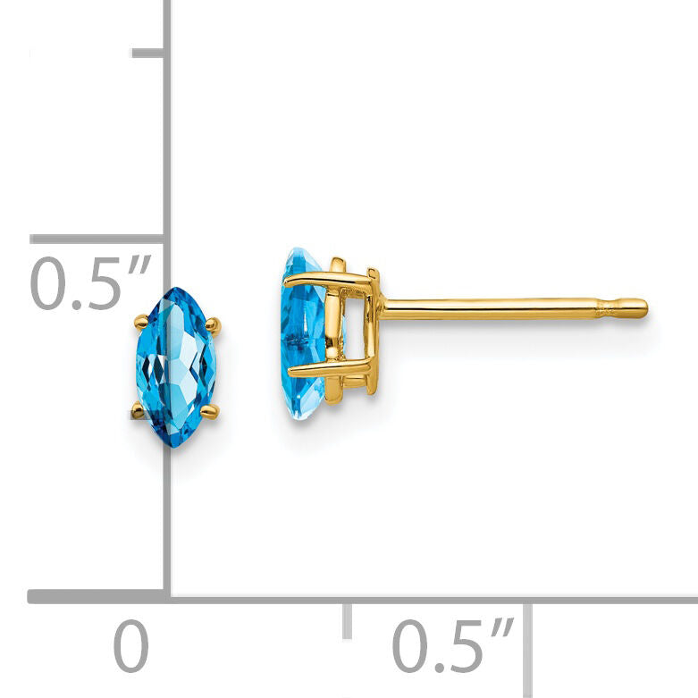 14k 6x3mm Marquise Blue Topaz earring-XE102BT
