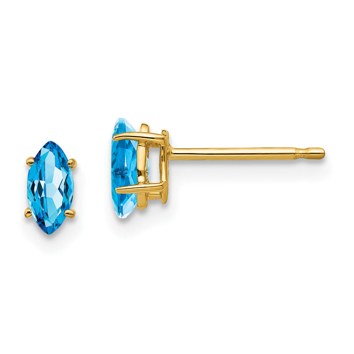 14k 6x3mm Marquise Blue Topaz earring-XE102BT