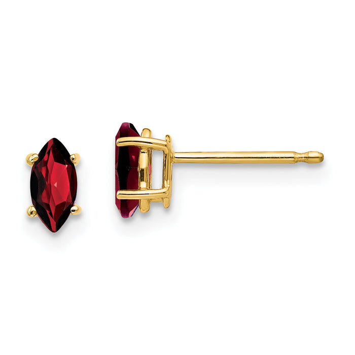 14k 6x3mm Marquise Garnet earring-XE102GA