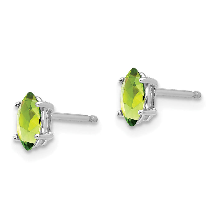 14k White Gold 6x3mm Marquise Peridot earring-XE102WPE