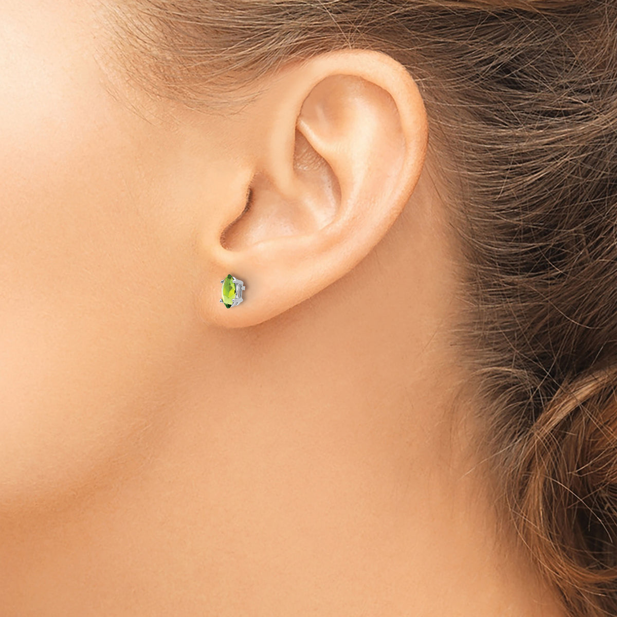 14k White Gold 6x3mm Marquise Peridot earring-XE102WPE
