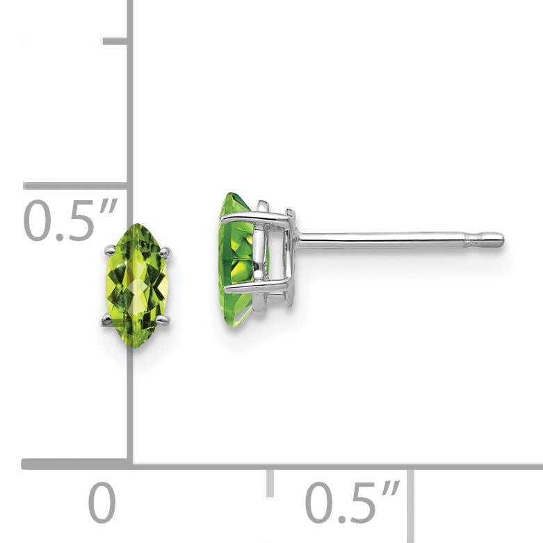 14k White Gold 6x3mm Marquise Peridot earring-XE102WPE