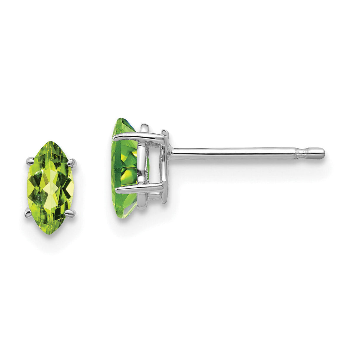 14k White Gold 6x3mm Marquise Peridot earring-XE102WPE