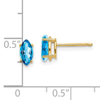 14k 7x3.5mm Marquise Blue Topaz earring-XE103BT