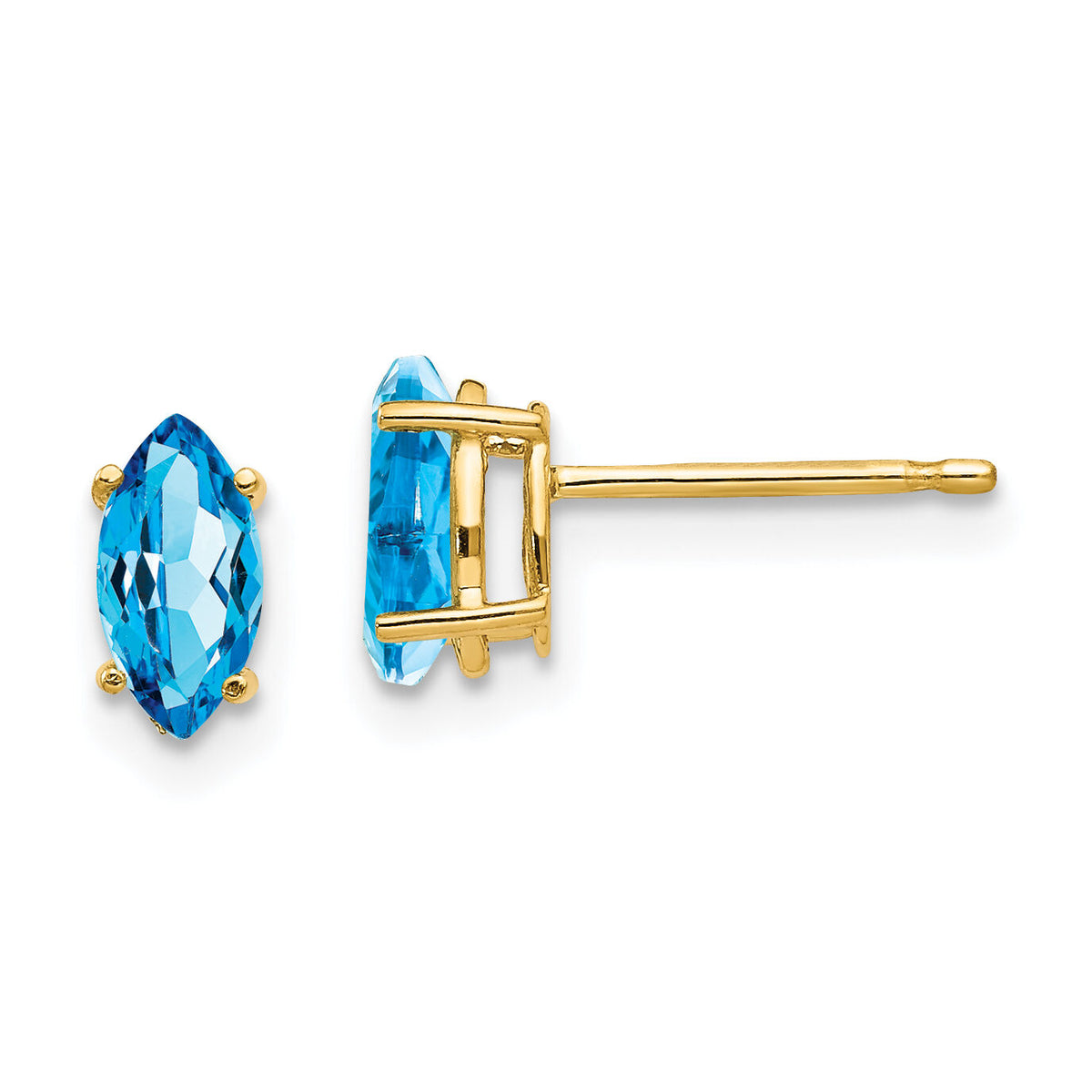 14k 7x3.5mm Marquise Blue Topaz earring-XE103BT