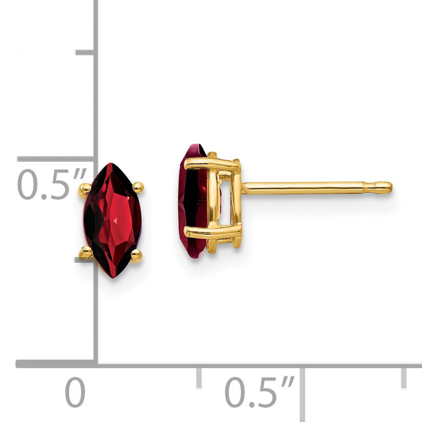 14k 7x3.5mm Marquise Garnet earring-XE103GA