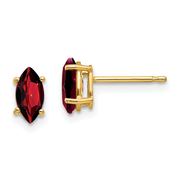 14k 7x3.5mm Marquise Garnet earring-XE103GA