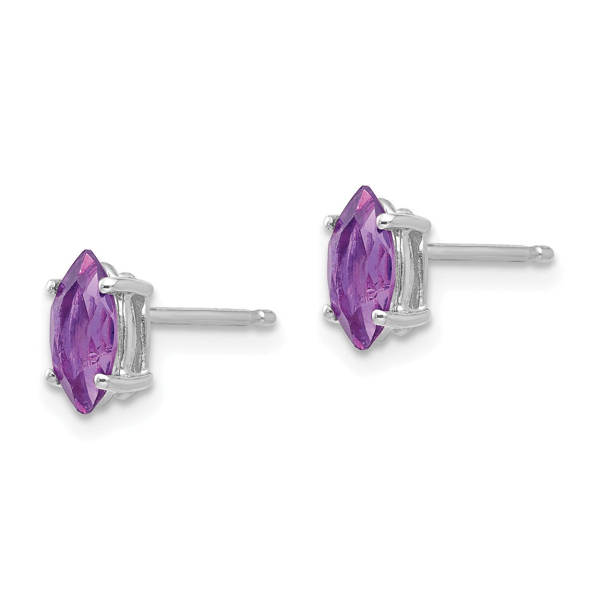 14k White Gold 7x3.5mm Marquise Amethyst earring-XE103WAM