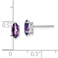 14k White Gold 7x3.5mm Marquise Amethyst earring-XE103WAM